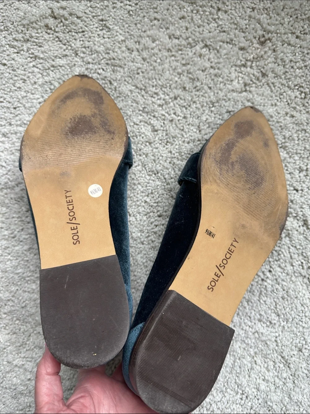 Sole Society Teal Velvet Pointed Loafers